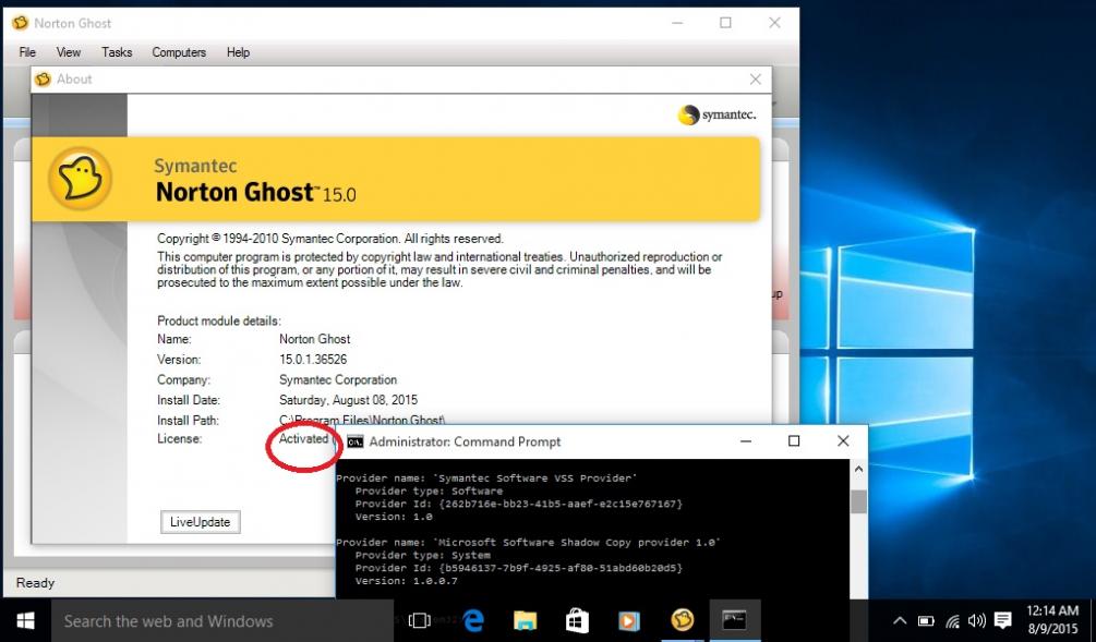norton ghost 15 system recovery